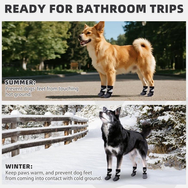 KOOLTAIL Dog Socks for Hot/Cold Pavement, Breathable & Warm Dog Socks to Prevent Licking Paws, Non Slip Pet Boots & Paw Protectors for Hardwood Floor,Grippy Shoes for Small Medium Large Senior Dogs - Image 5